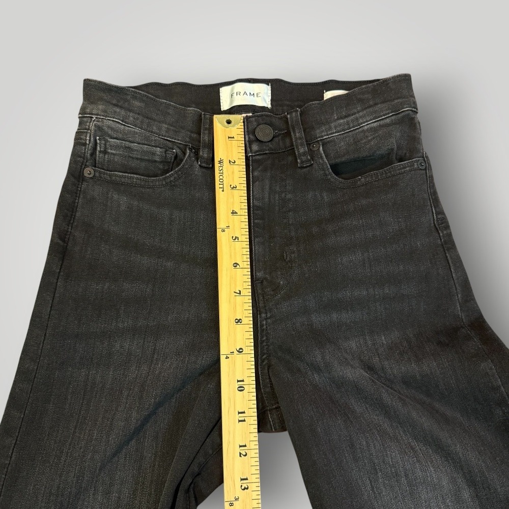 FRAME Le Palazzo Crop High Rise Wide Leg Jeans Tilt Raw After Black Size 26 - Picture 10 of 15